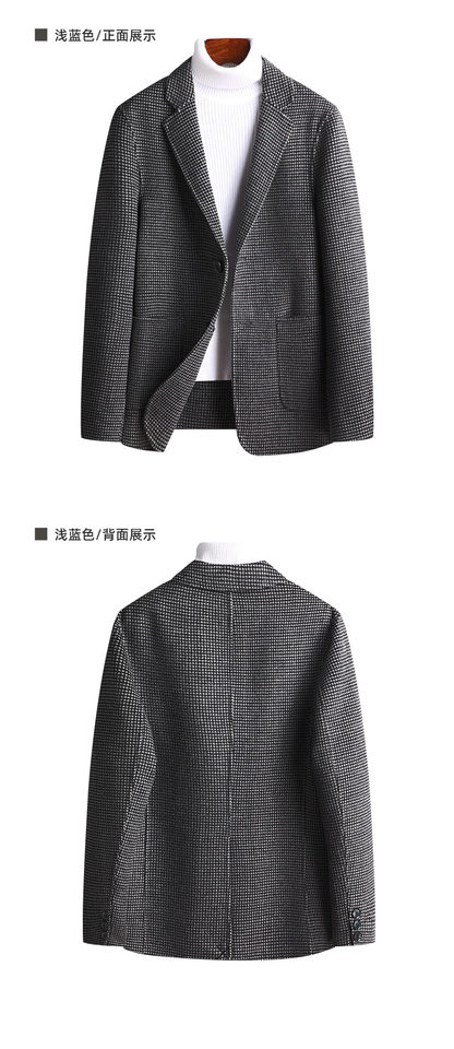 Áo vest nam dạ lông cừu hai mặt may thủ công họa tiết ca rô, dáng ôm, tay dài — Màu cà phê, Vàng sáng, Xám nhạt, Đen Xám chi tiết 16