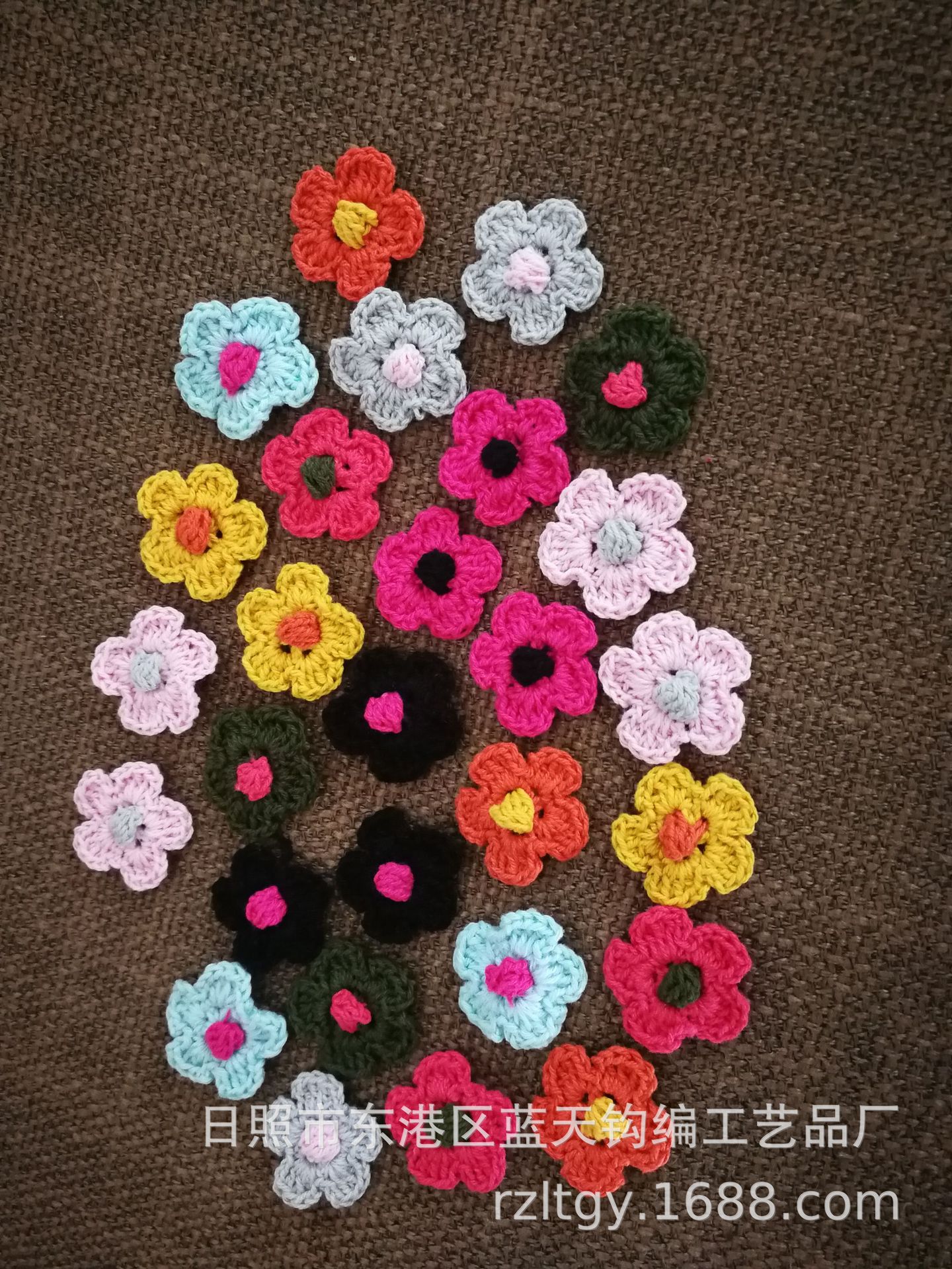 手钩花，毛线手工钩针花花边，手工钩针钩织棉线花、毛线花