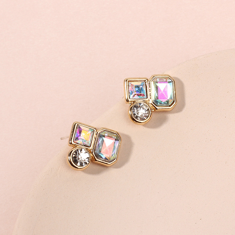 5g Weight Earrings Classification Housewarming, Anniversary, Business, Wedding, Travel, Birthday, Festival Occasion Geometric Pattern Women'S Gender Gold Color New Ladies Fashion Zircon Alloy Golden Simple All-match Earrings Wholesale Nihaojewelry 4