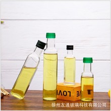 玻璃瓶厂家批发100ml透明方形橄榄油瓶 圆形山茶油瓶 小方形酒瓶