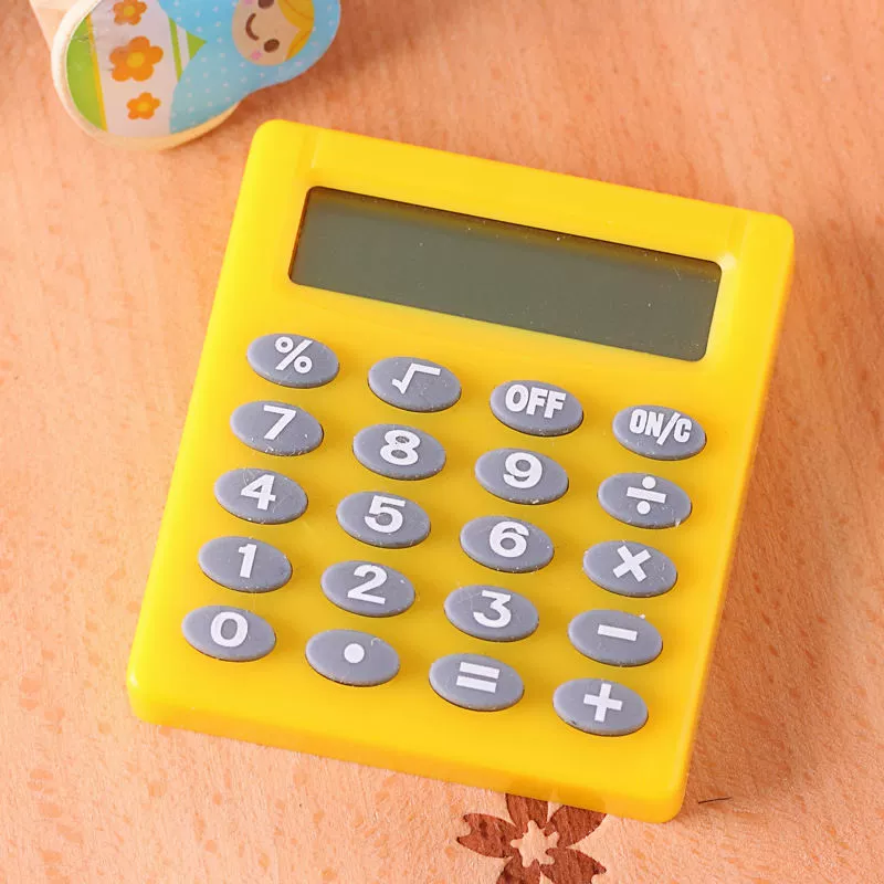 Cross -border cartoon mini calculator small square pocket button battery calculator candy color computer