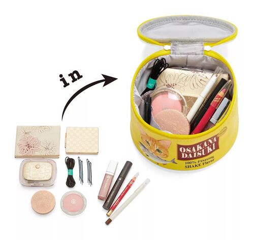 Girl's Cute Sardine Can Shape Storage Bag Cylindrical Cartoon Creative Cat Fish Canned Cosmetic Bag