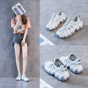 2020春款透气炫彩老爹鞋女ins潮学生百搭轻便跑步厚底网面休闲鞋