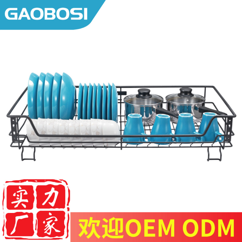 Alta platina cocina armario de cocina canasta de deslizamiento armario de cocina canasta de amortiguación cajón canasta de almacenamiento de platos estante de platos