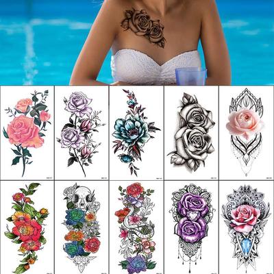 Manufactor Cross border Flower Arm Tattoo male female english letter Flower Tattoo Sticker
