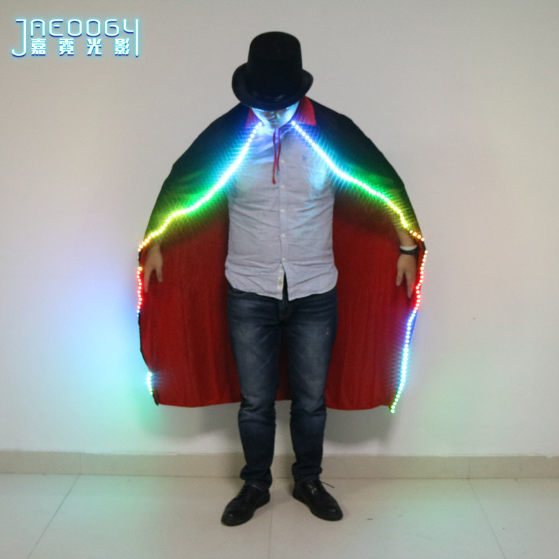Factory magic color fluorescent led cloak Bar nightclub ktv performance performance windbreaker costume Halloween luminous clothing tide