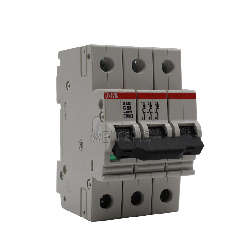ABB空气开关 S283-C80 小型断路器80A三相3P总闸保护器
