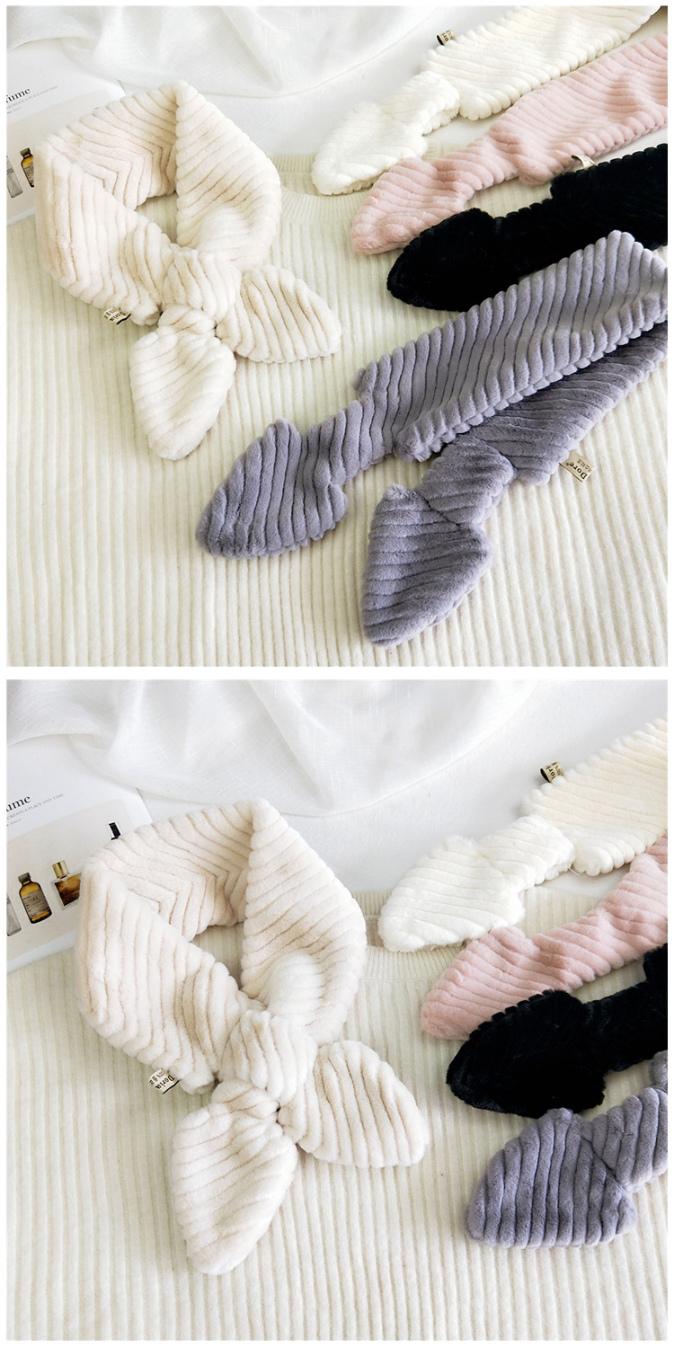 Arrow Stripes Cross Plush  Long  Solid Color Thickened Scarf display picture 2