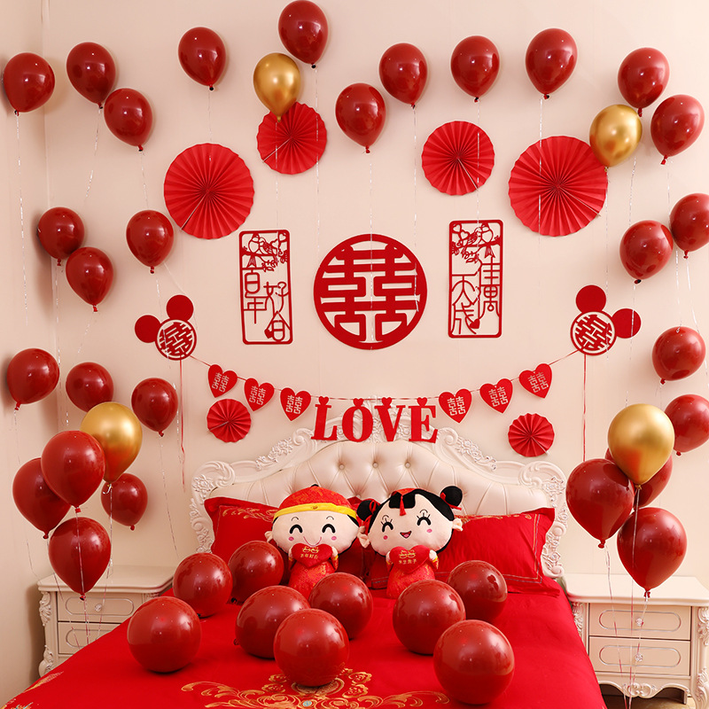 Marriage room arrangement Supplies ins Ruby Red combination balloon suit romantic wedding decorate balloon Aluminum Package