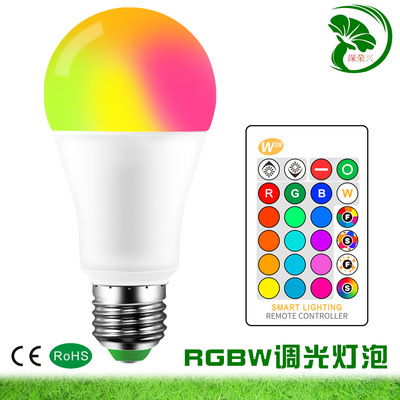 跨境3WRGB球泡灯 led遥控彩色灯泡 W28升级塑包铝球泡灯 厂家直销