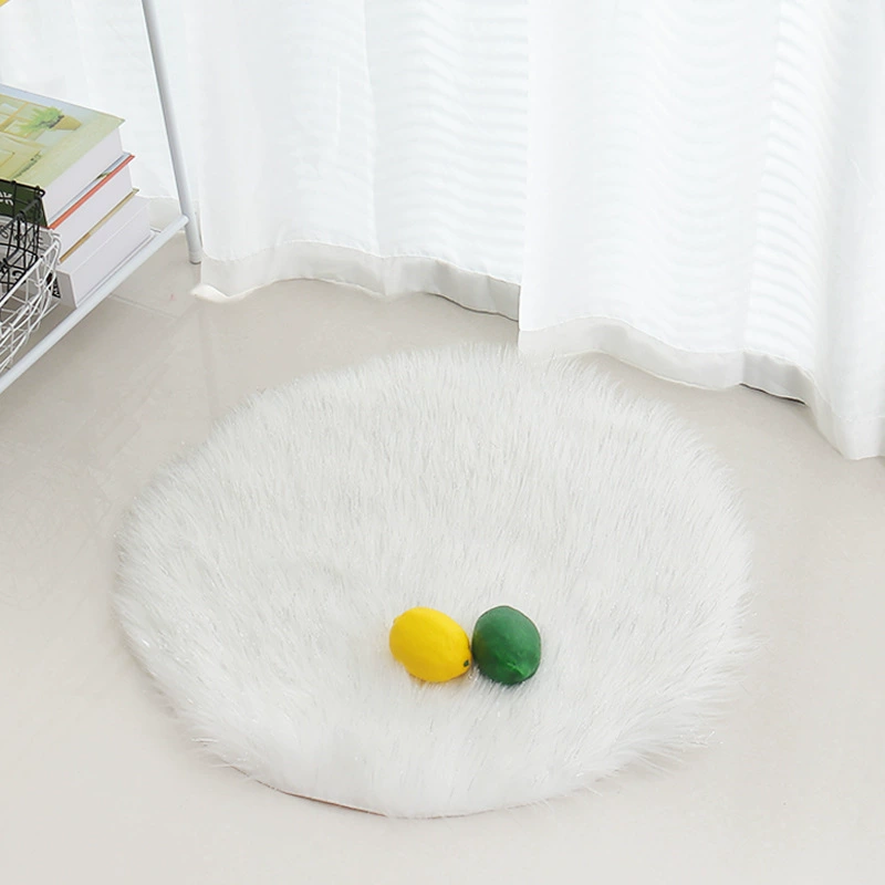 Round Australian sheepskin rug, plush long‑pile, multiple sizes 30–180 cm, soft floor mat