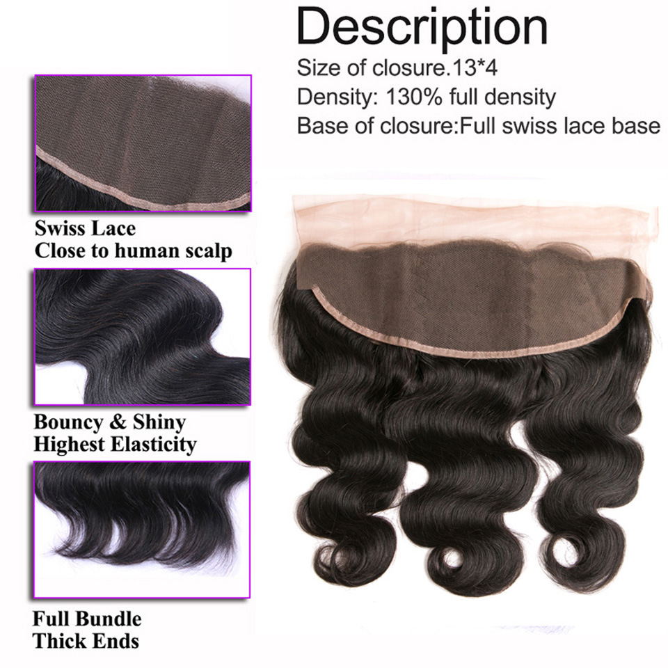 Indian Remy Human Hair Lace Frontal Clos...