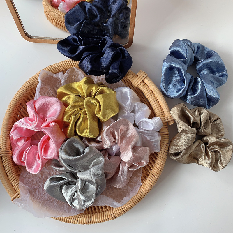 Fashion Solid Color Satin Pleated Hair Tie 1 Piece display picture 3