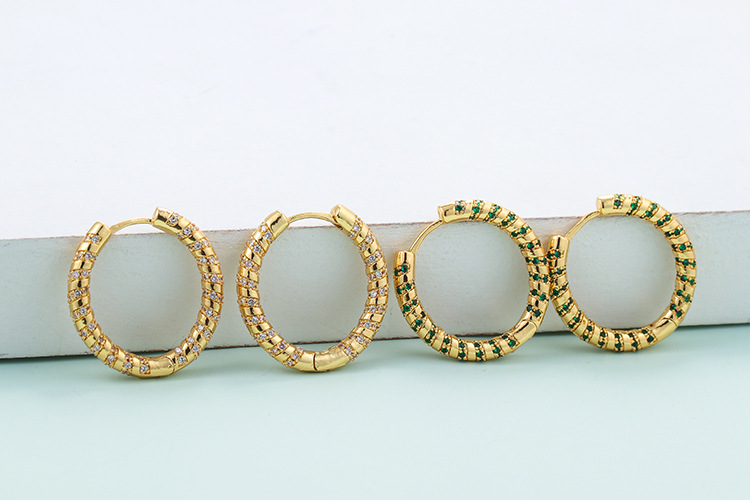 Earrings Classification Fashion  Striped Circle Zircon Copper Earring