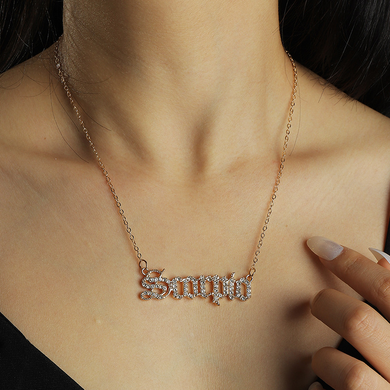 fashion  retro  diamond twelve constellation necklace