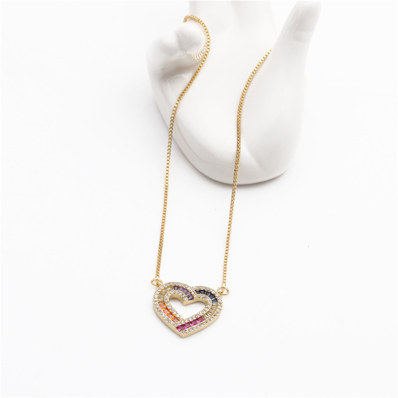 New Micro-inlay Zircon Heart Lock Necklace Nihaojewelry Wholesale display picture 6