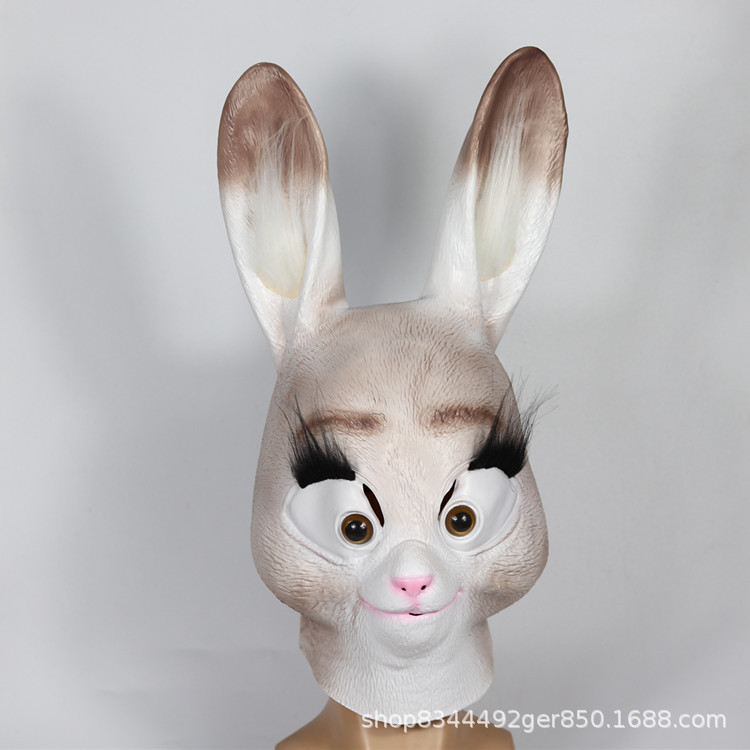Judy conejo máscara cabeza cubierta loco animal ciudad misma dibujos animados animal látex cabeza cubierta Halloween bola máscara