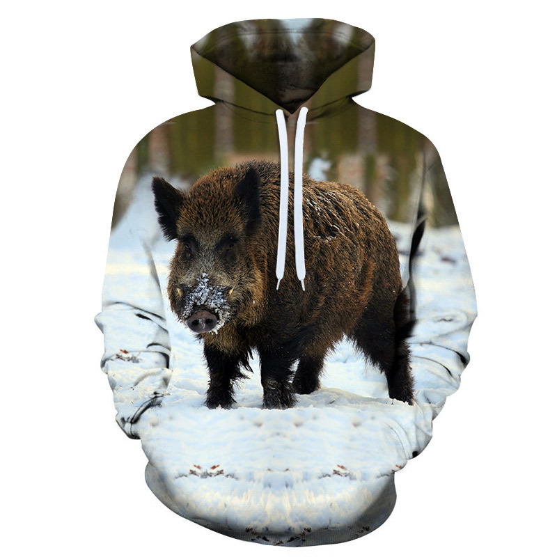Foreign trade for digital printing 3D snow boar hooded sweater