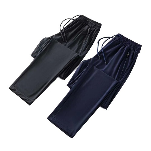 Summer thin couple outdoor sports ice silk air conditioning pants for men breathable loose elastic quick-drying casual pants for women