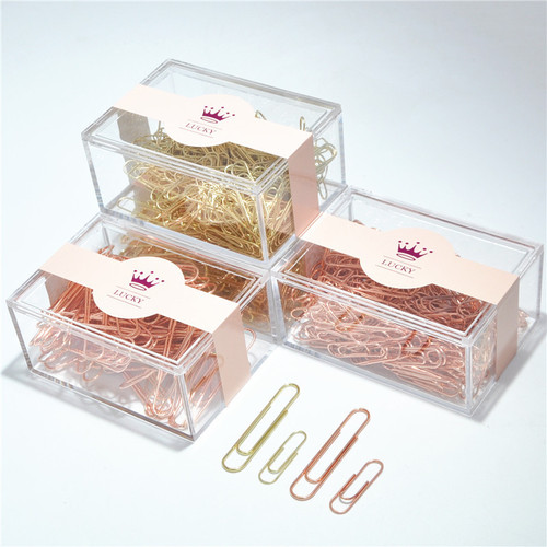 Manufacturer exports gold paper clip 28mm rose gold 50mm metal paper clip color office stationery bill holder