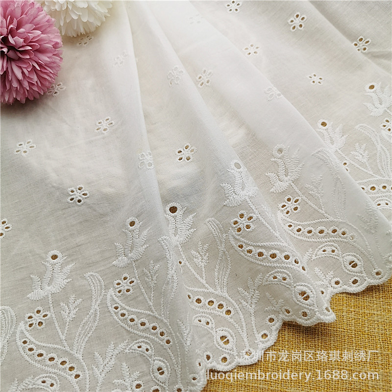 厂家批发 DIY手工童裙娃衣服装辅料 纯棉布刺绣花边蕾丝宽32厘米