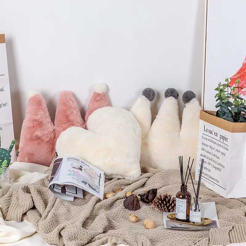 【靠垫】北欧ins少女獭兔毛皇冠床上靠枕榻榻米卧室床头靠垫