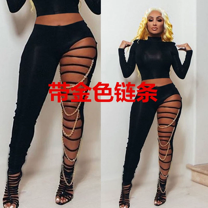 G8061 европейские и американские женские трансграничные Весенние новые модные повседневные сексуальные рваные Леггинсы