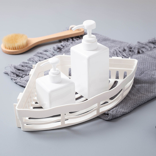 Traceless hole-free triangle kitchen shelf Bathroom wall-mounted washstand holder plastic storage rack