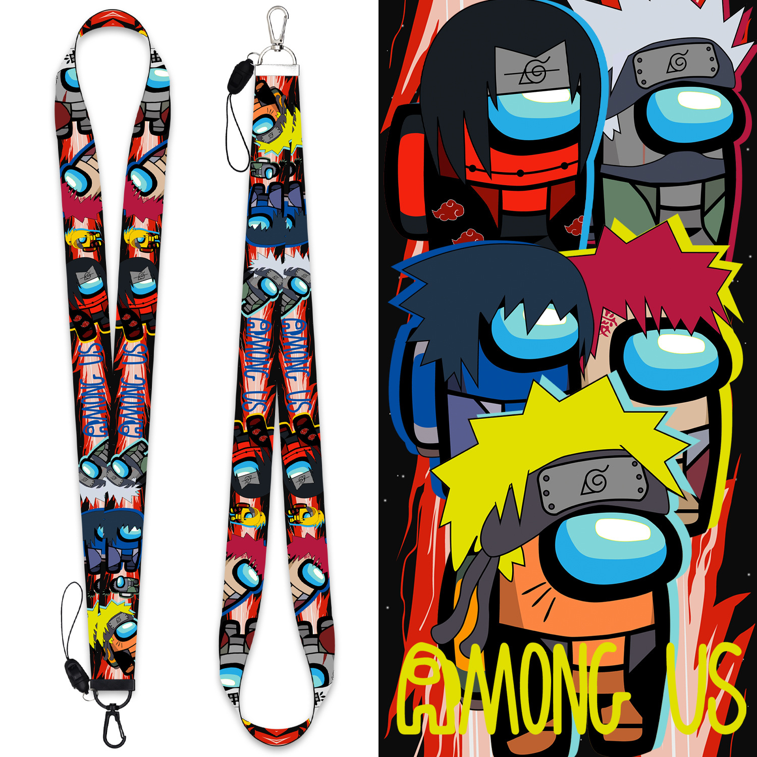among us game Naruto series Lanyard Mobile phone pendant game periphery Key buckle Split Card