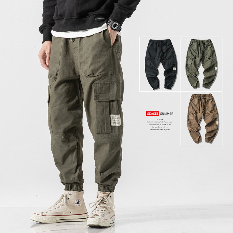 American Style Retro cargo Multi-Pocket cargo Pants Men's Fashionable Brand Loose Ankle Pants Korean Style Trendy Tapered Pants