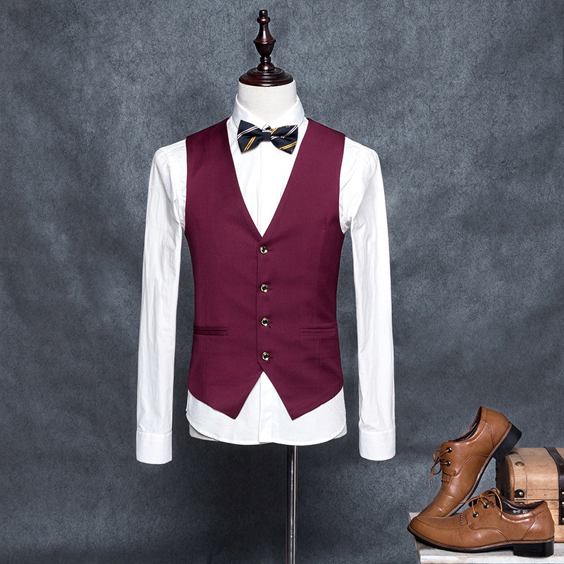 La primavera y el otoño británico slim fit traje chaleco Chaleco de los hombres traje de negocios casual profesional formal desgaste coreano moda