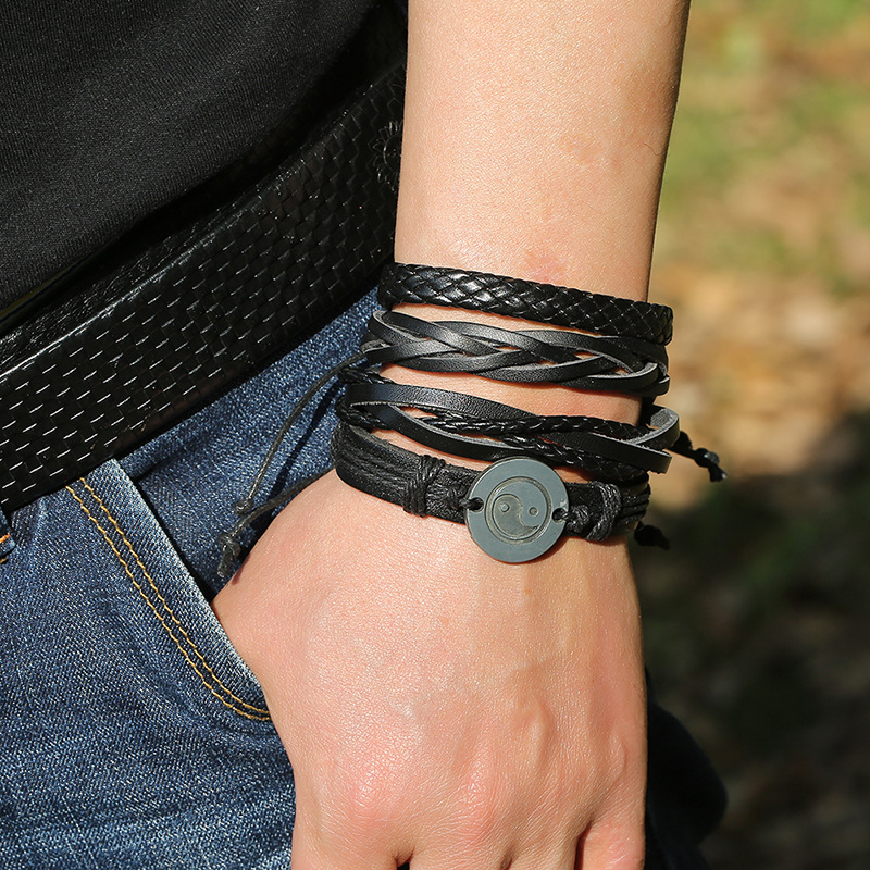 Einfaches Handgewebtes Klatschlederarmband display picture 5