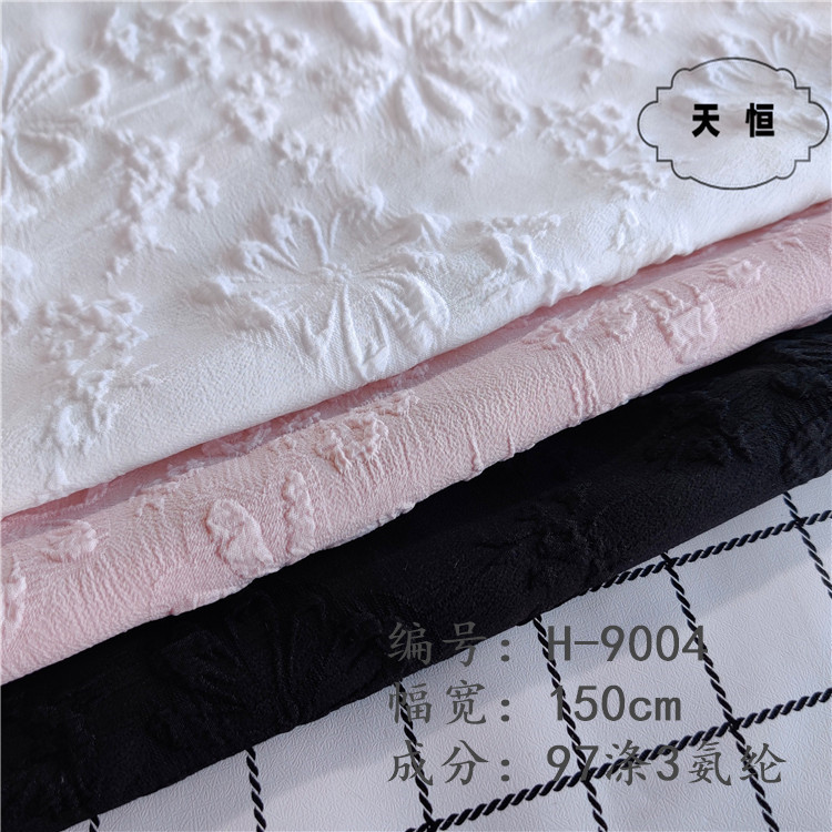 现货直供微弹泡泡花朵提花 适用女装童装衬衫连衣裙汉服古装面料