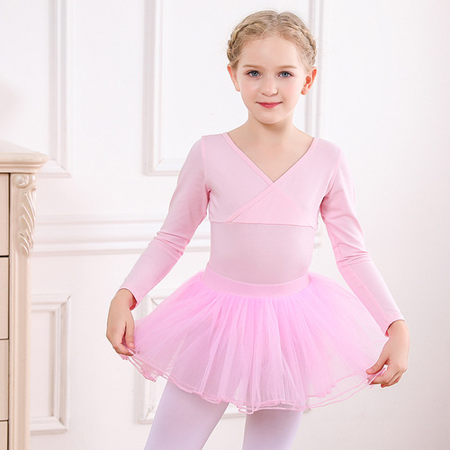Children's dance clothing, autumn and winter ballet skirt, girl's long-sleeved exam practice clothing, dance skirt, girl's Chinese dance clothing