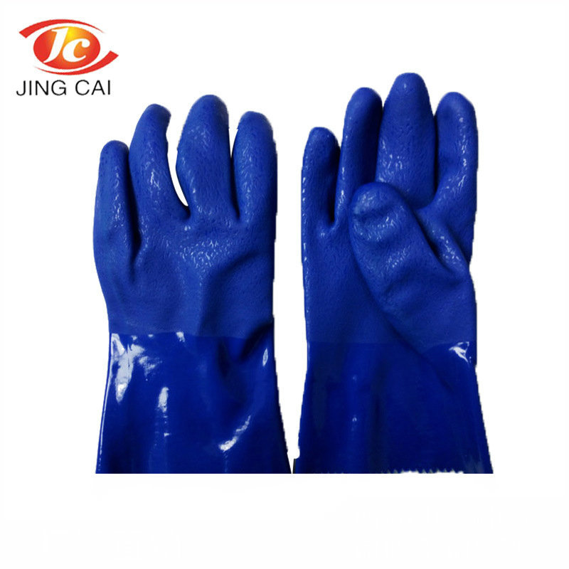 PVC磨砂手套 PVC防护手套 厂家供应工业用劳保手套400mm手套