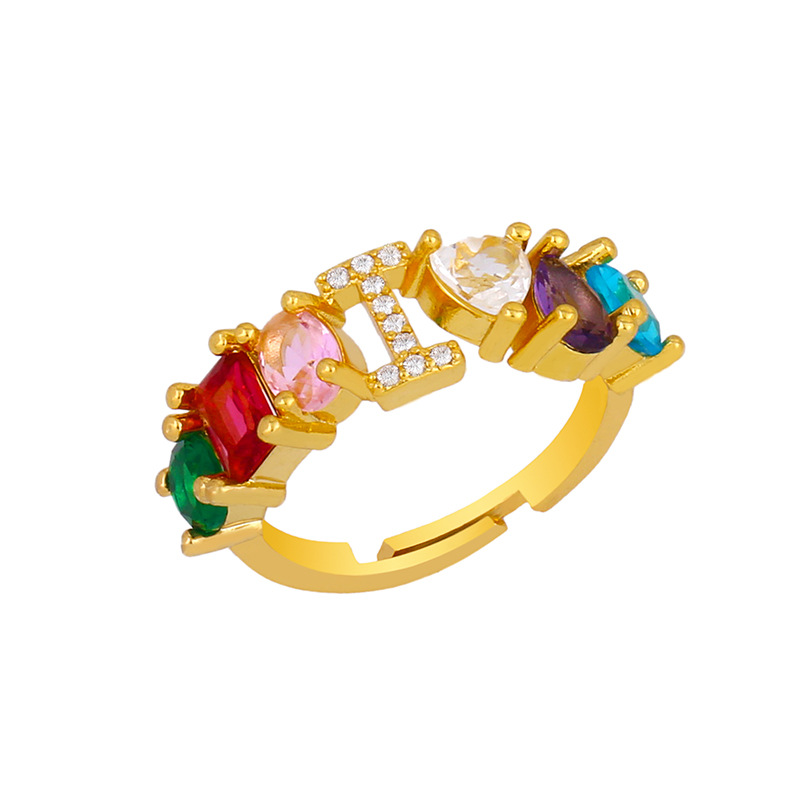 12g Weight 18K Gold Plated Plating Material Artificial Gemstones Inlay Material Birthday Occasion Copper Material Letter Pattern Women'S Gender Plating Design Fashion Style Fashion Letter Copper 18k Gold Plated Artificial Gemstones In Bulk 10
