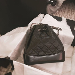 2024新款小香風菱格雙肩女包anna同款鏈條包流浪包真皮背包單肩包