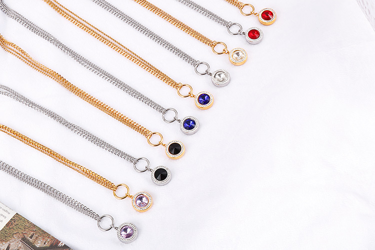 new fashion golden crystal glass diamonds earrings necklace stainless steel set wholesale nihaojewel