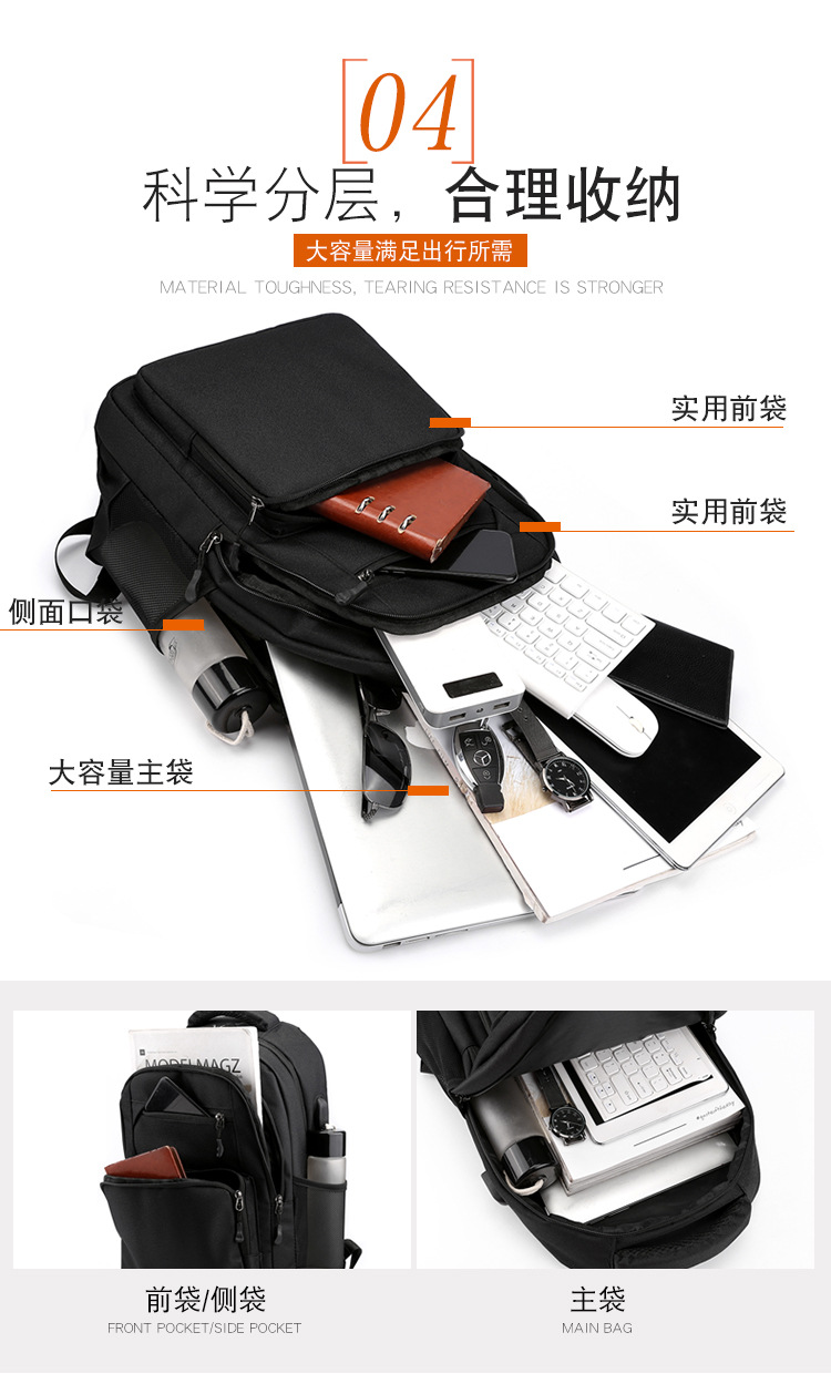 Water-resistant backpack, casual backpack without logo, supports customized backpack, 16-inch computer case, business trip bag for men, business undefined