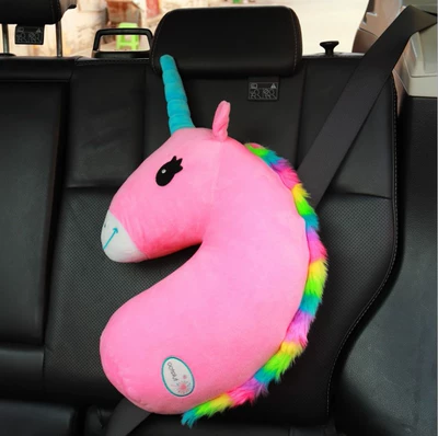 Headrest seat belt shoulder - pink-unicorn-left-seat
