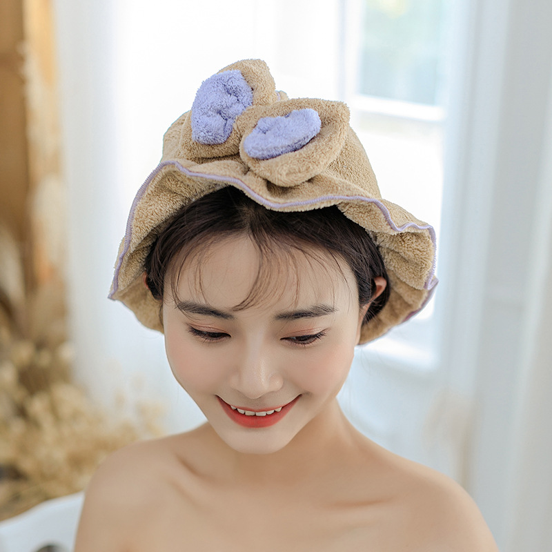 廠家直供滌錦珊瑚蝴蝶結幹發帽 幹發帽女 吸水 速幹 成人浴帽批發