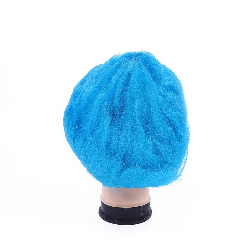 Custom-made and wholesale blue anime short wigs, Super Man Saiyan wigs, factory direct sales, rocket flame head, water ripple detail image 6