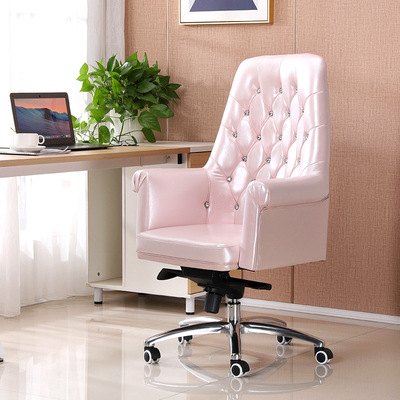 European style Computer chair The boss chair genuine leather Executive Chair to work in an office Swivel chair household Study chair live broadcast anchor