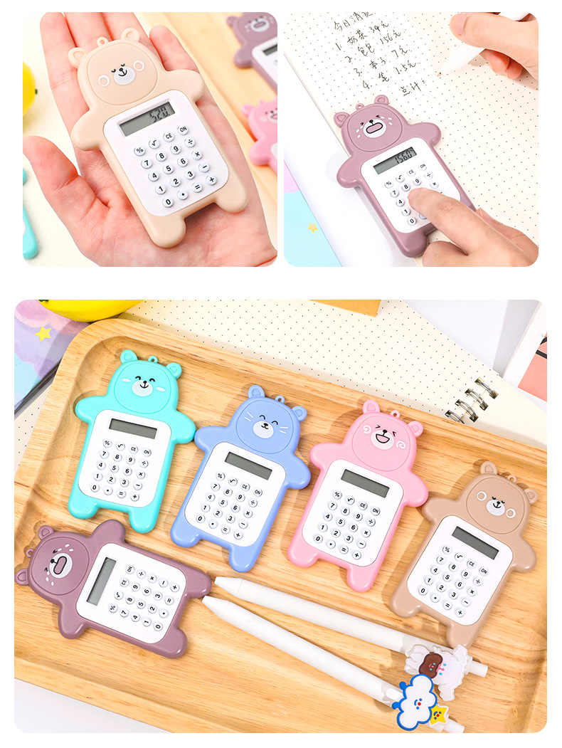 Cartoon Cute Bear Shaped Fashion Mini-portable Small Calculator display picture 2