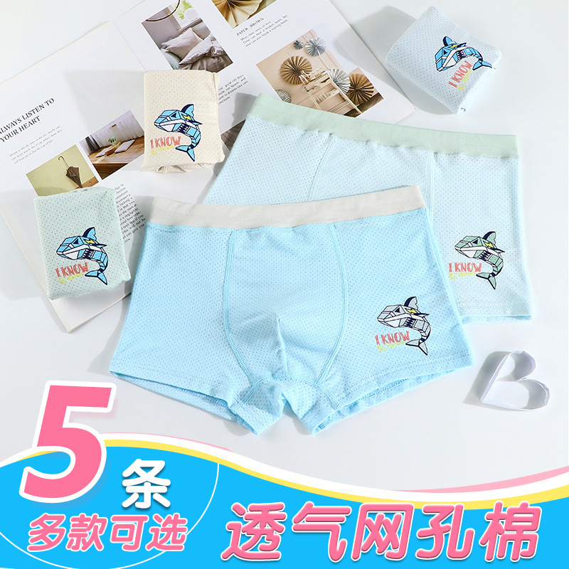 5條盒裝男童內褲精梳棉四角褲多款可選直播間專拍鏈接 壹盒代發