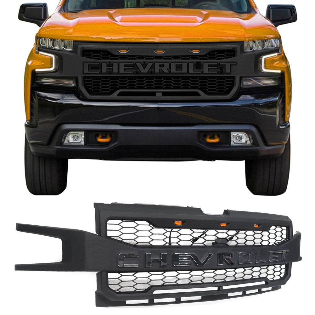For Chevrolet Silverado 1500 2019 2020 Upper Bumper Front Grille Black