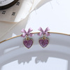 Cute small fresh matte earrings with bow heart shaped, silver 925 sample, bright catchy style, Japanese and Korean