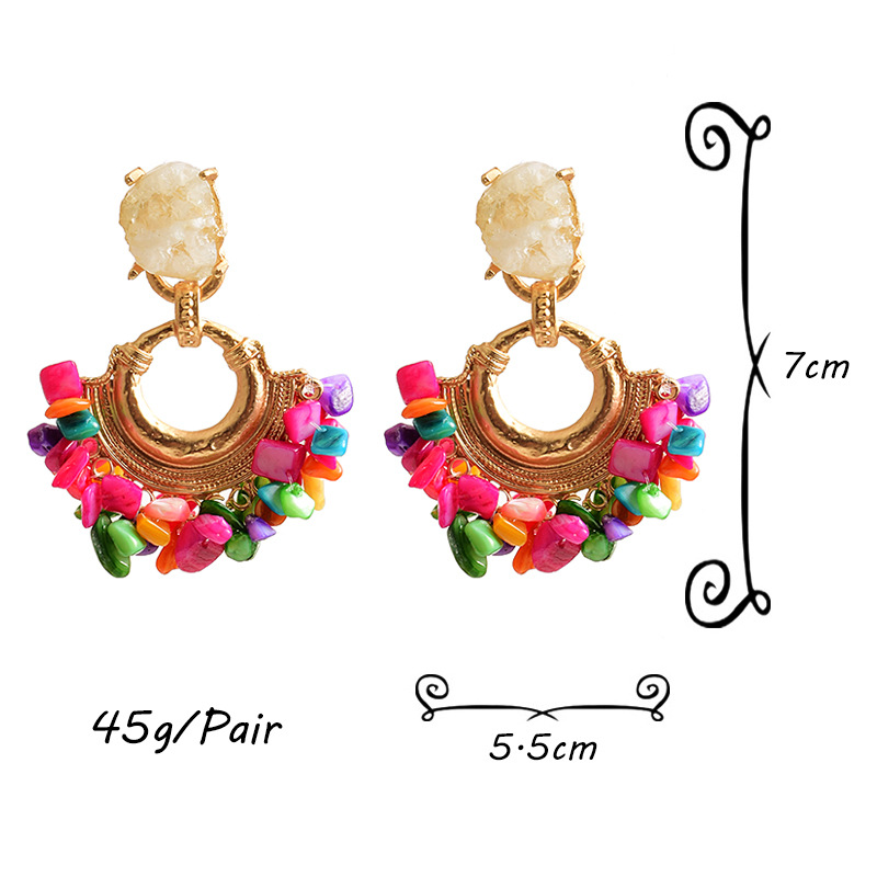 1 Pair Simple Style Color Block Patchwork Alloy Drop Earrings display picture 1