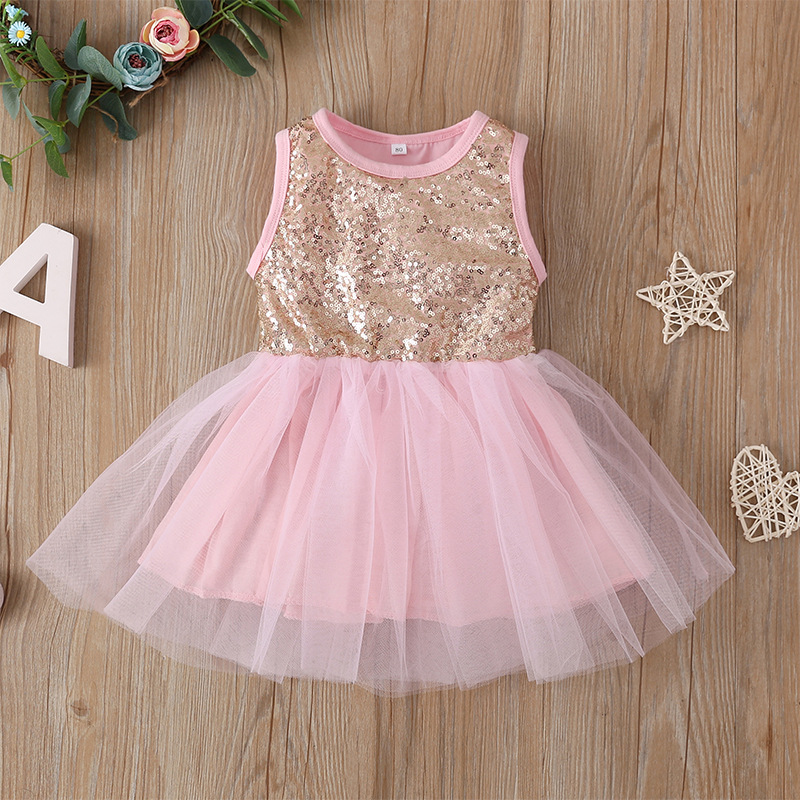 2021 new girl's dress fashion sequined c...