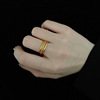 Brand fashionable ring stainless steel, on index finger, 750 sample gold, internet celebrity